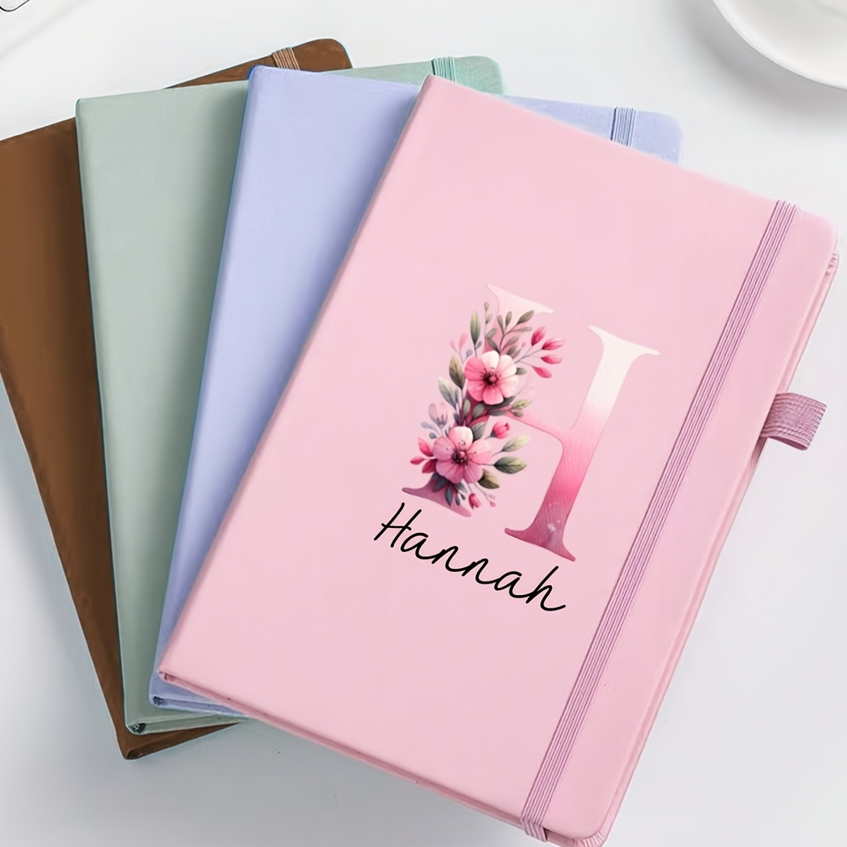 Leather Work Diary - Personalized Name Leather Notebook, Custom Letter