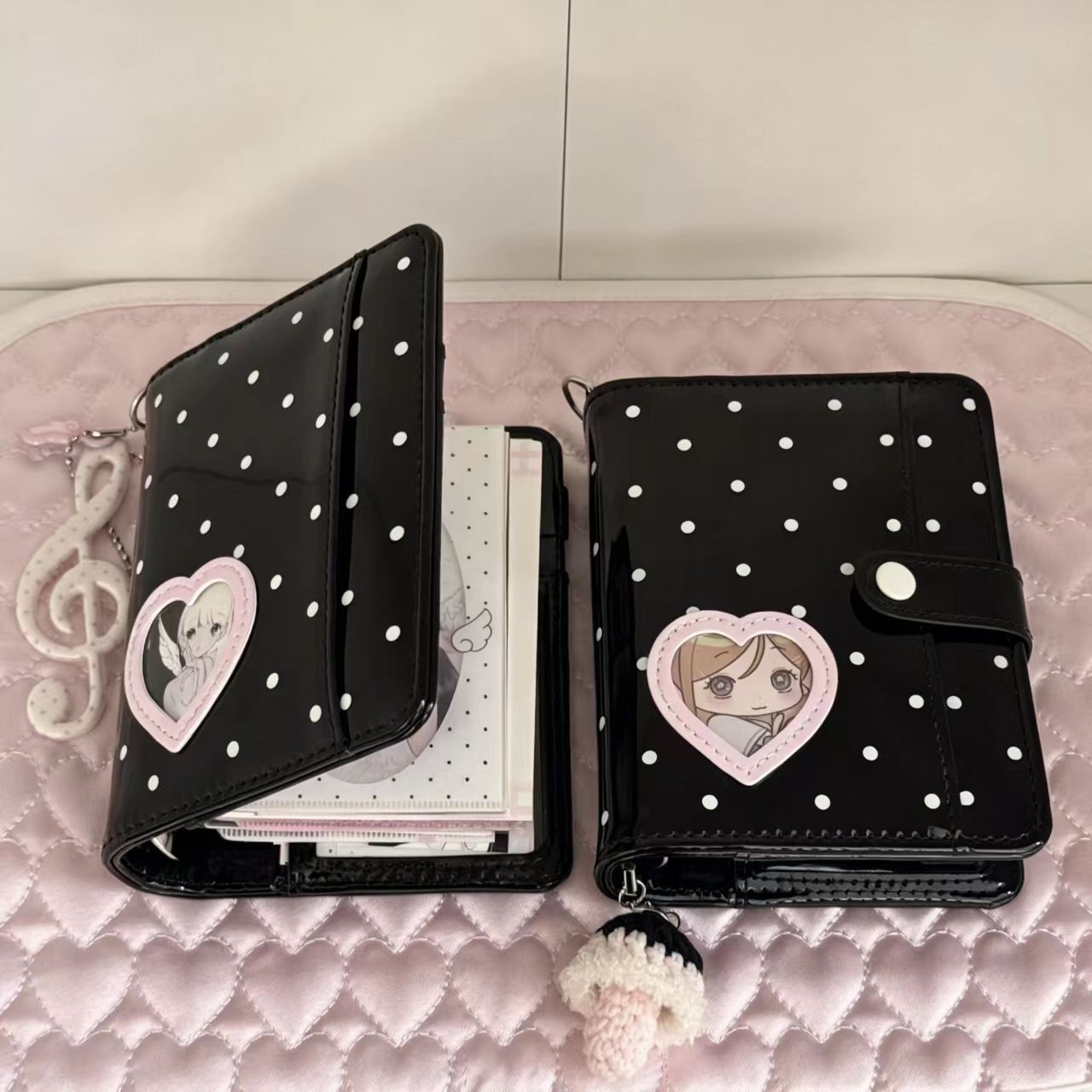 Leather Work Diary - Korean Style Polka Dot Heart M5