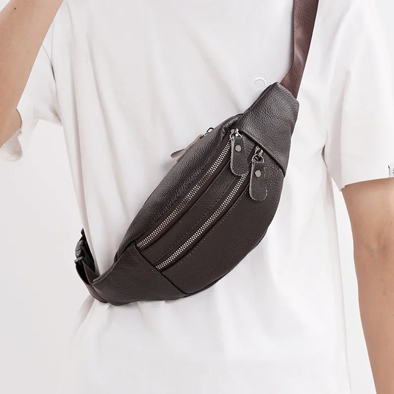 Leather Work Bag Mens - Genuine Leather Men’s Waist Bag Multi-Functional