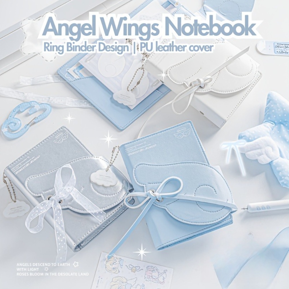 Leather Work Diary - Kawaii Angel Wings Notebook A7 Leather