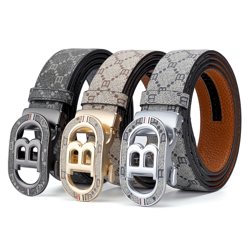 Leather Works Belt - Fashion B Letter Auto Buckle Belt