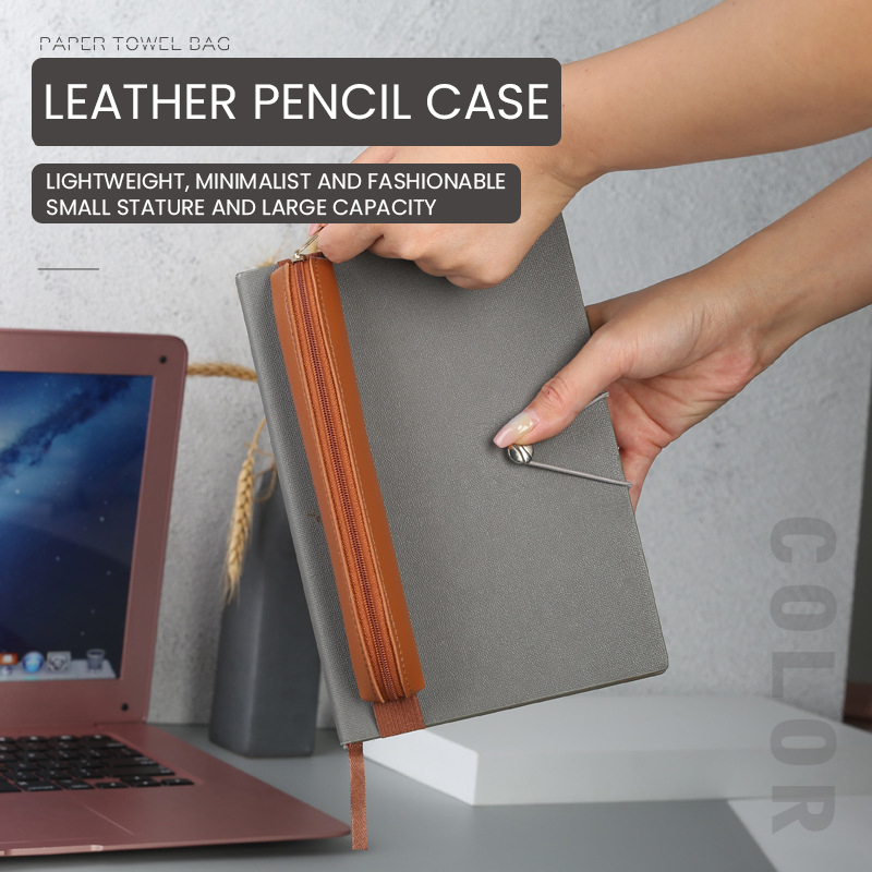 Pu Leather Pen Holder Zippered - огляд і ціна Leather Work Diary