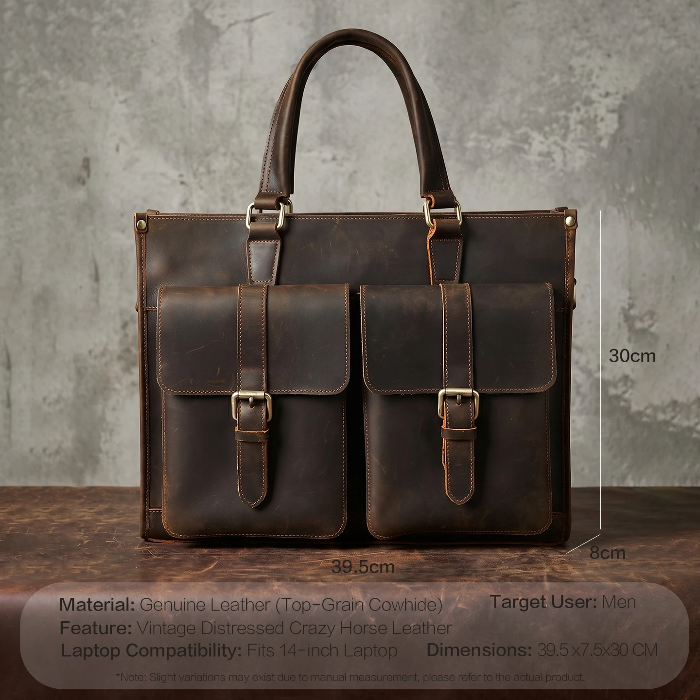 Vintage Genuine Leather Men Cr - огляд і ціна Leather Work Bag Mens