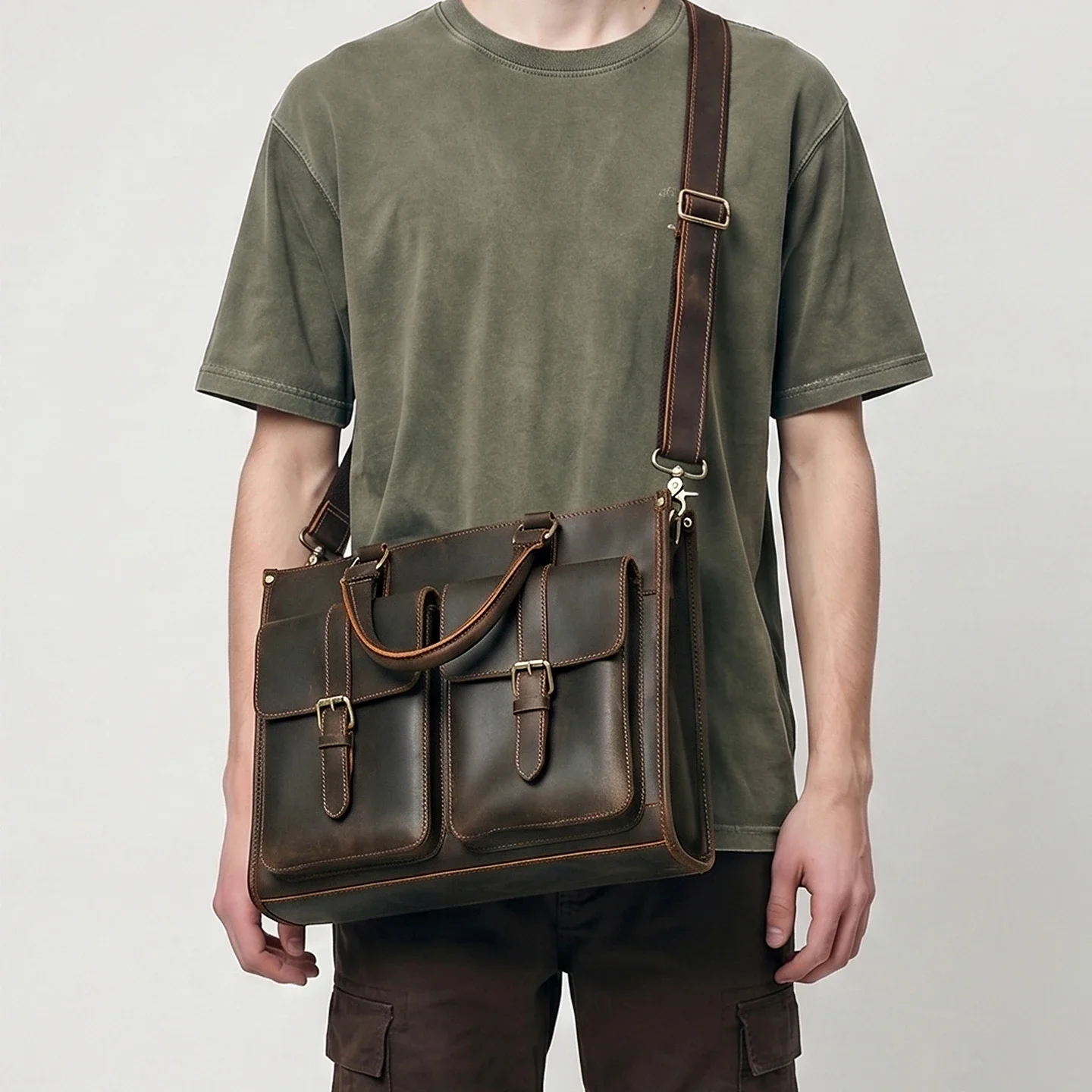 Vintage Genuine Leather Men Cr - огляд і ціна Leather Work Bag Mens