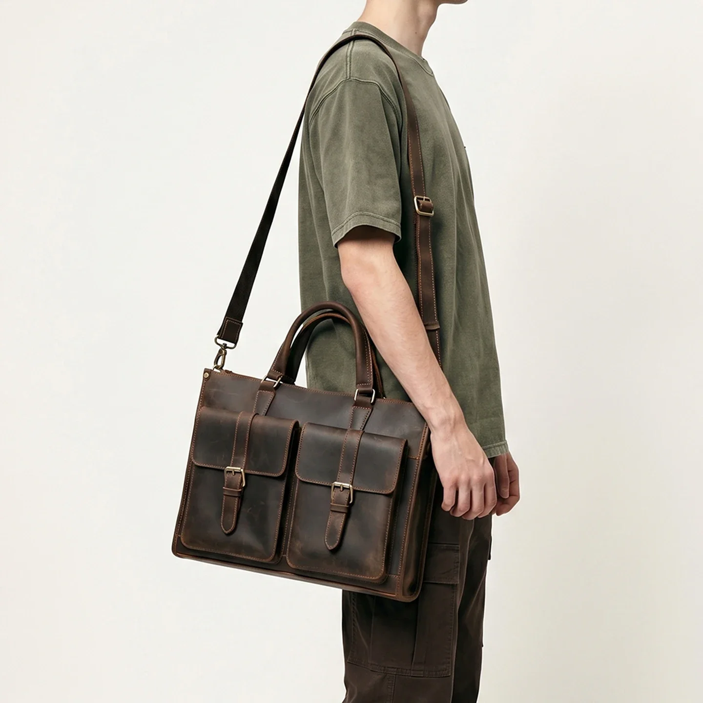 Vintage Genuine Leather Men Cr - огляд і ціна Leather Work Bag Mens